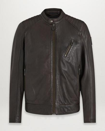 Veste Cuir Belstaff Homme V Racer Noir Marron France SJ0815349